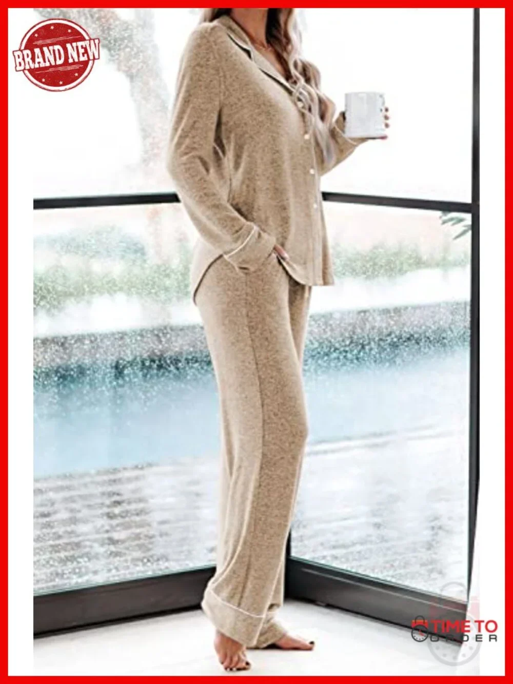 Women's Long Sleeve Button Down Pajama Sets Soft Modal Jersey Lounge Set